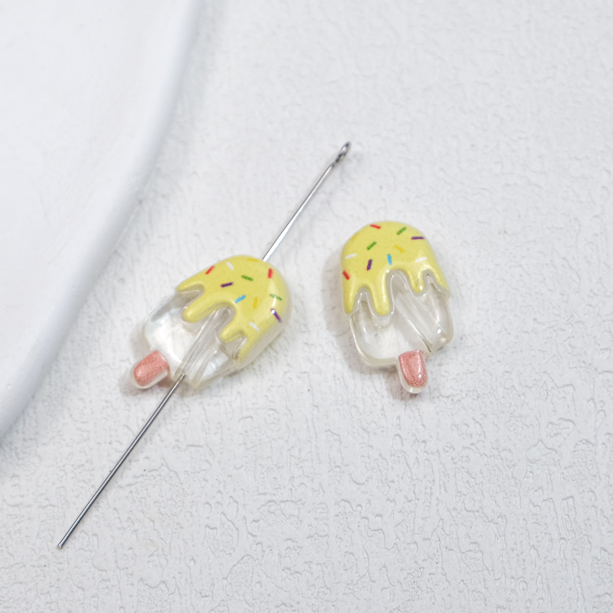 Clear Popsicle Acrylic Beads 20mm Colorful Drip Design 50pcs 10