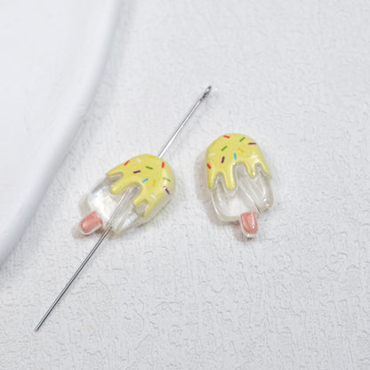 Clear Popsicle Acrylic Beads 20mm Colorful Drip Design 50pcs 10