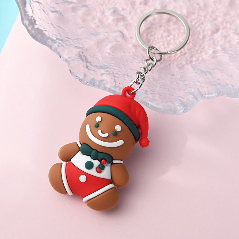 PVC Christmas Santa Claus Snowman Keychain Festive Holiday Charm 14