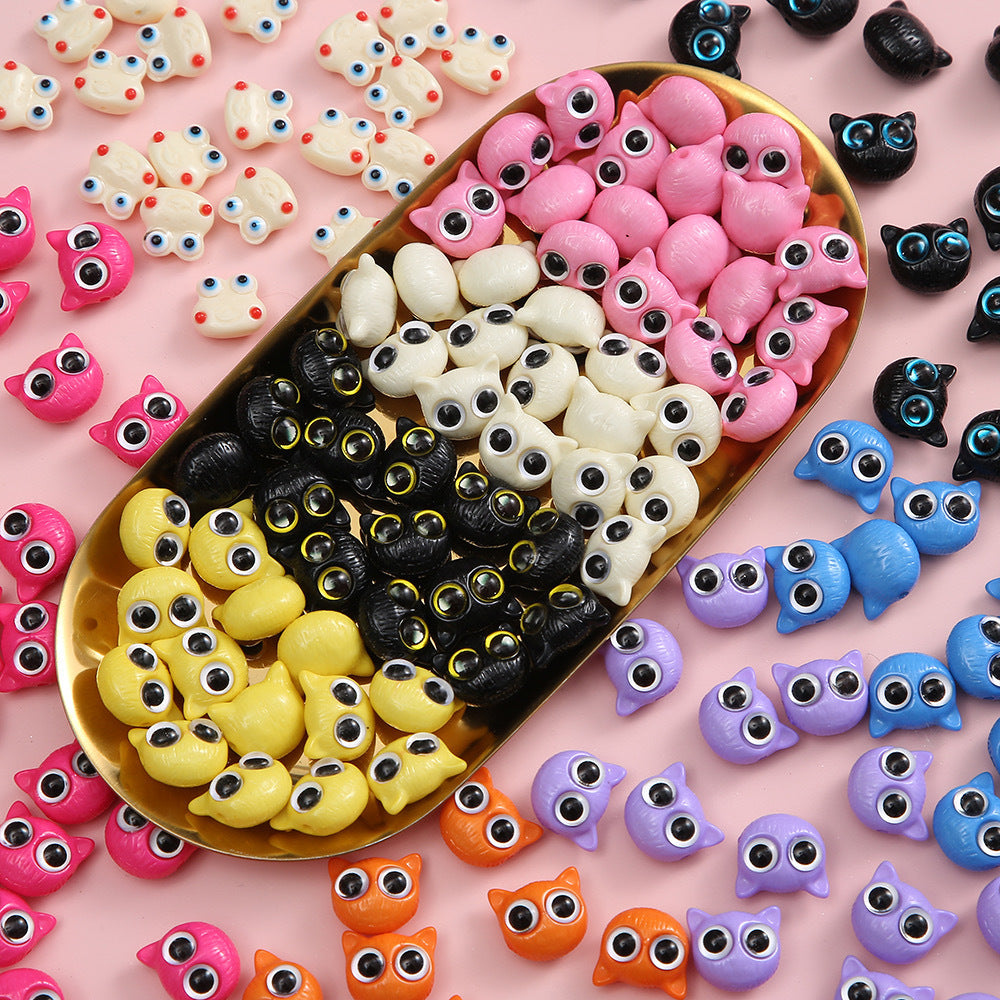 Adorable Kitten and Frog Head Resin Beads 12mm 14mm Mixed Colors 5pcs