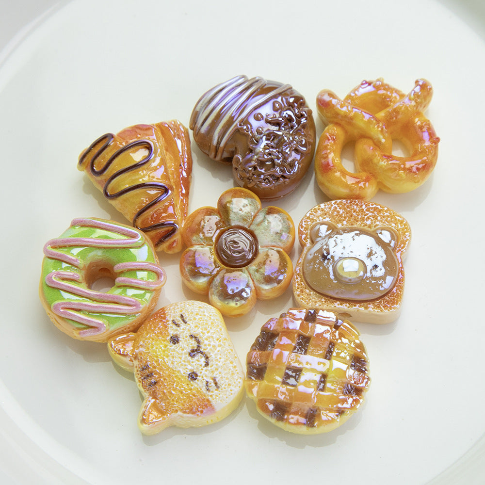 Bread Toast Series Resin Beads Whimsical Glossy Pastries 20pcs 4