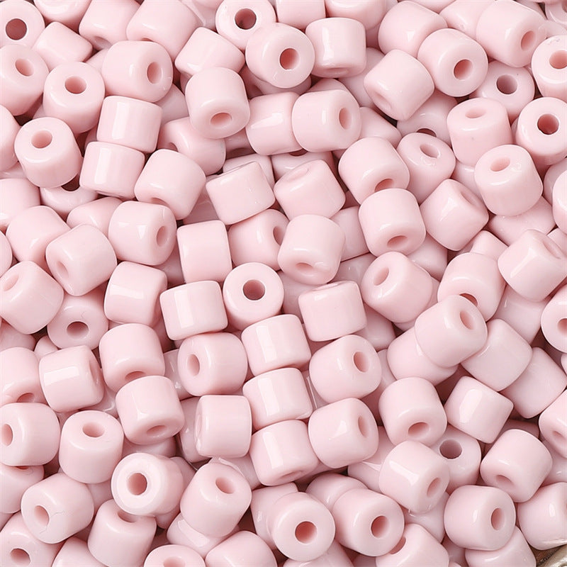 Cream Colored Pony Beads Acrylic 6mm Matte Wide Hole 50pcs 13