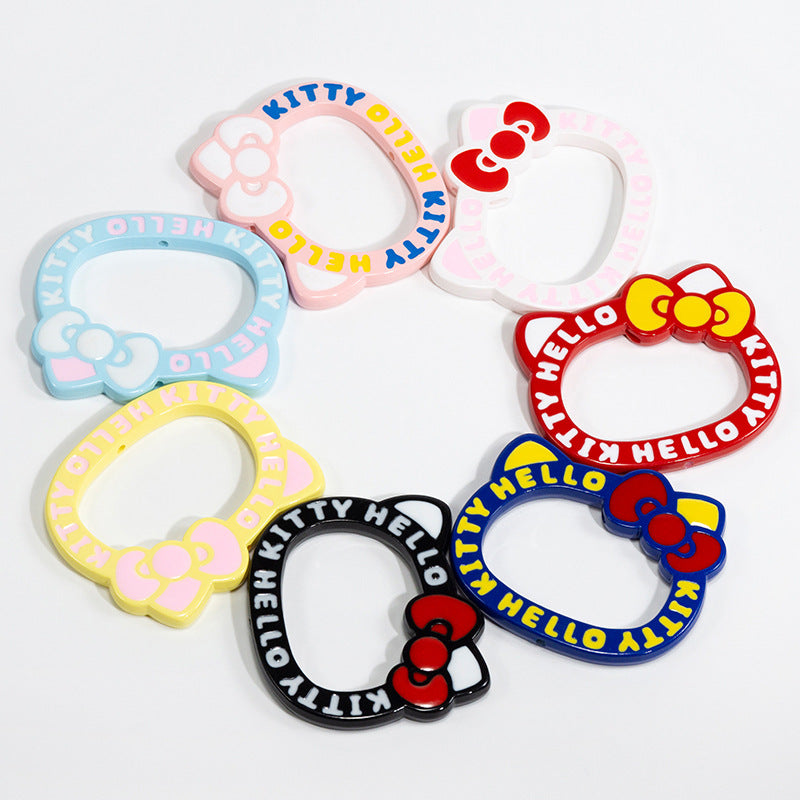 Painted Hello Kitty Acrylic Beads 72mm Colorful Bezel Frame 10pcs 4