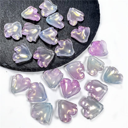 Czech Glass Beads Peony Petal 19mm Translucent Lavender Heart 50pcs 12