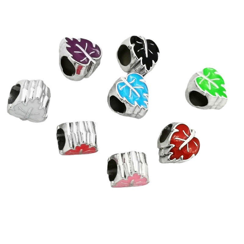 Leaf Enamel CCB Plastic Beads 12mm Colorful Mixed 50pcs 4