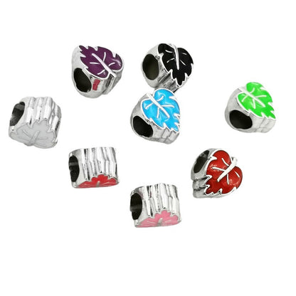 Leaf Enamel CCB Plastic Beads 12mm Colorful Mixed 50pcs 4