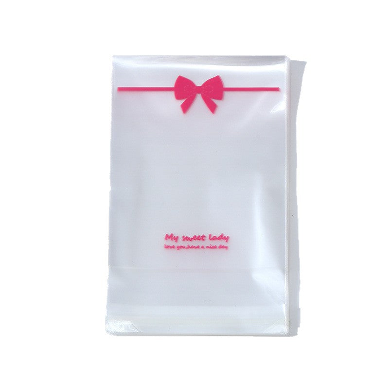 Self Adhesive OPP Bags Bow Print Clear 8x10+3cm 200pcs 5