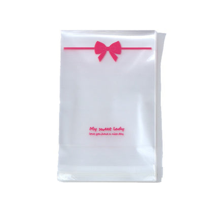 Self Adhesive OPP Bags Bow Print Clear 8x10+3cm 200pcs 5