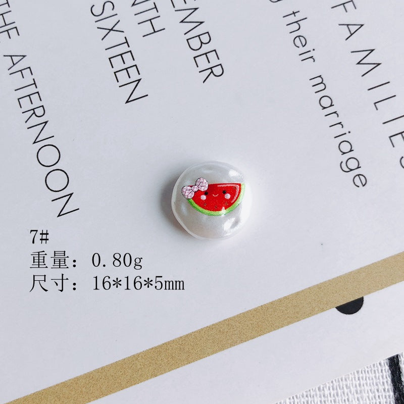 Hand Painted Irregular Shaped Acrylic Beads Imitation Pearl 10pcs 12