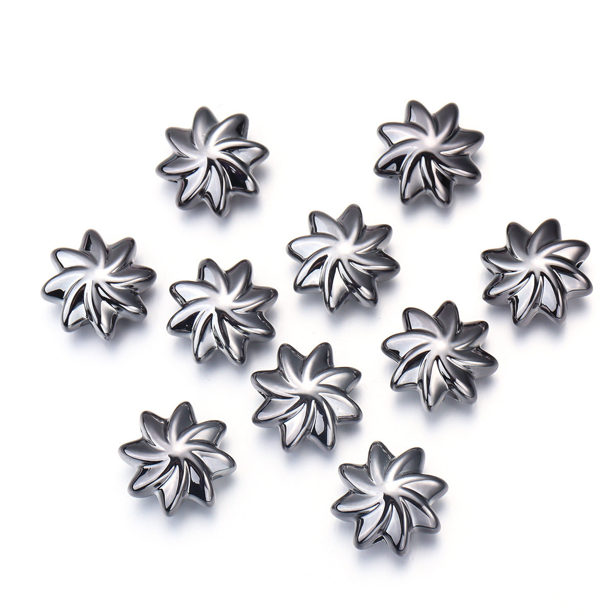 UV Plating Flower Acrylic Beads 20mm Metallic Finish 10pcs 13