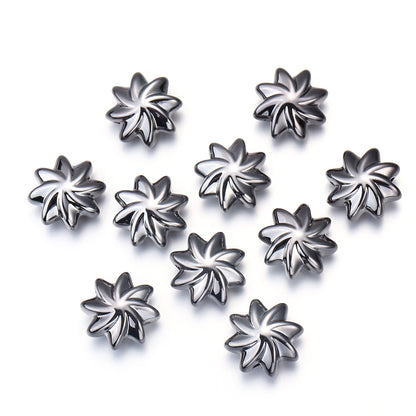 UV Plating Flower Acrylic Beads 20mm Metallic Finish 10pcs 13