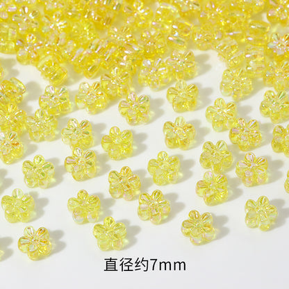 Plating AB Colored Floret Resin Beads 7mm Transparent 100pcs 7