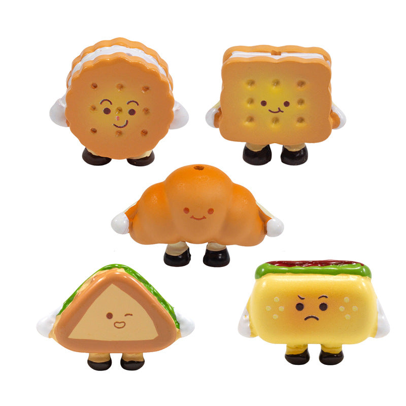 Painted Personified Cookies Acrylic Beads Assorted Designs 10pcs 6