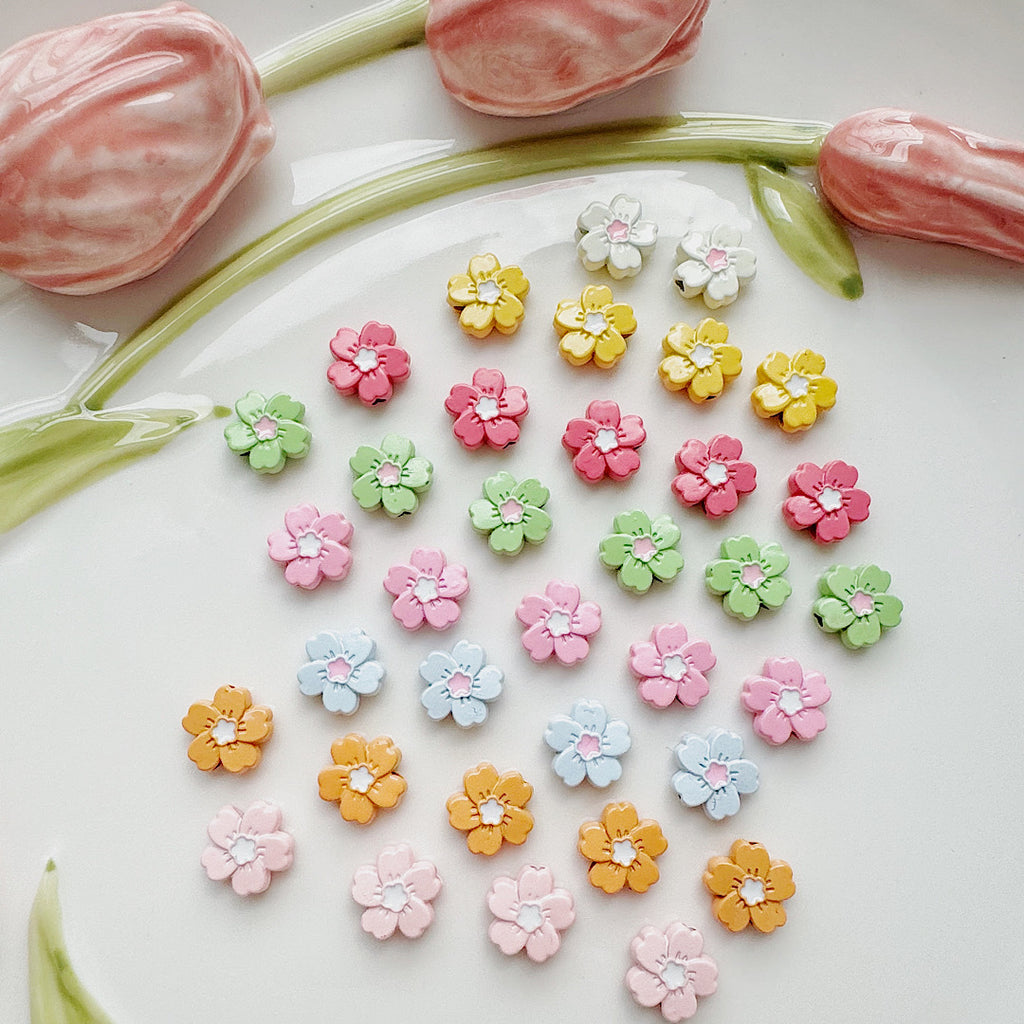 Flower Metal Beads 10mm Baking Painted Cherry Blossom 20pcs 3