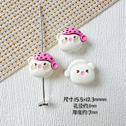 Baking Painted Teddy Bear and Flowerpot Metal Beads 15mm 10pcs 11