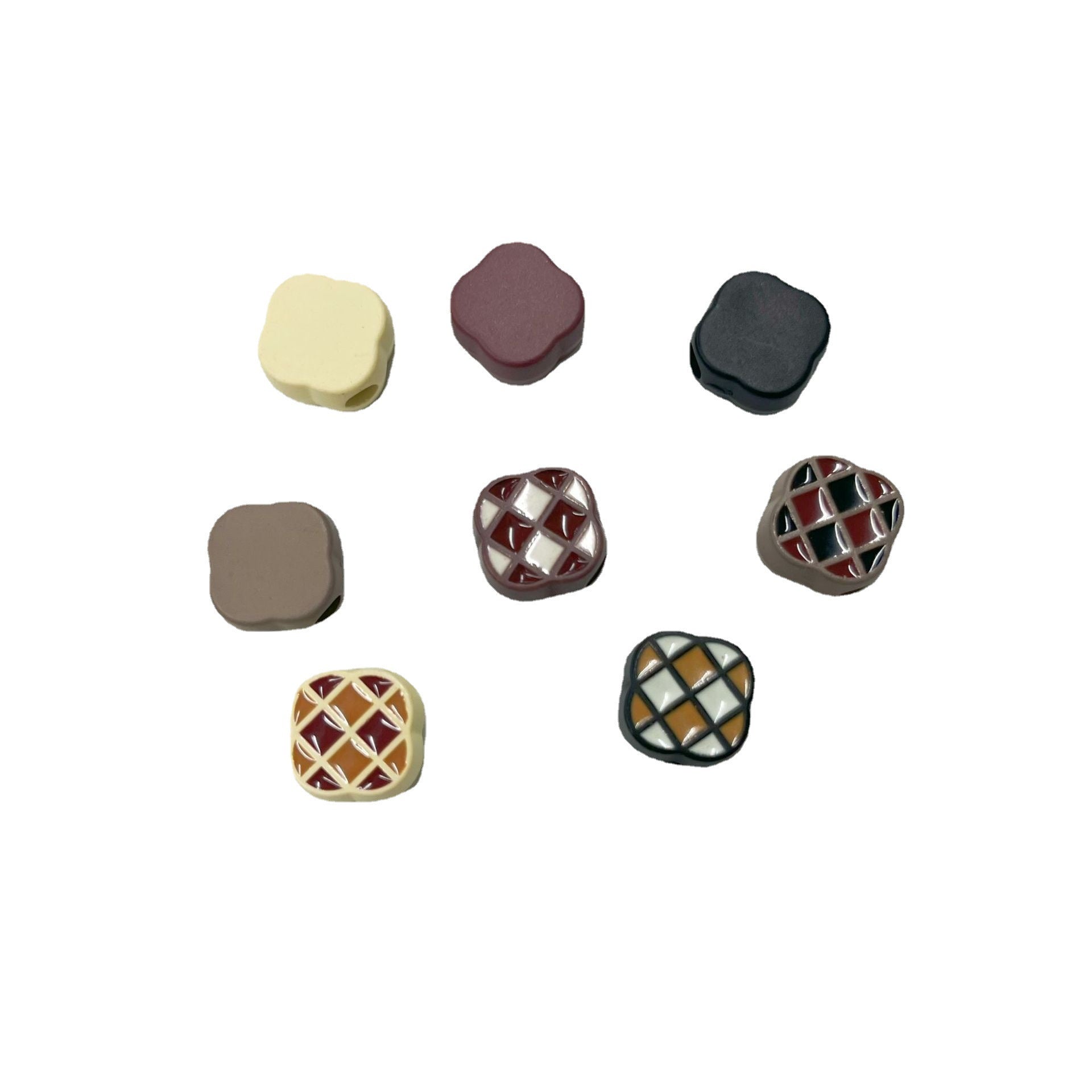 Painted Acrylic Beads 14mm Melad Color Pattern Enamel 100pcs 5