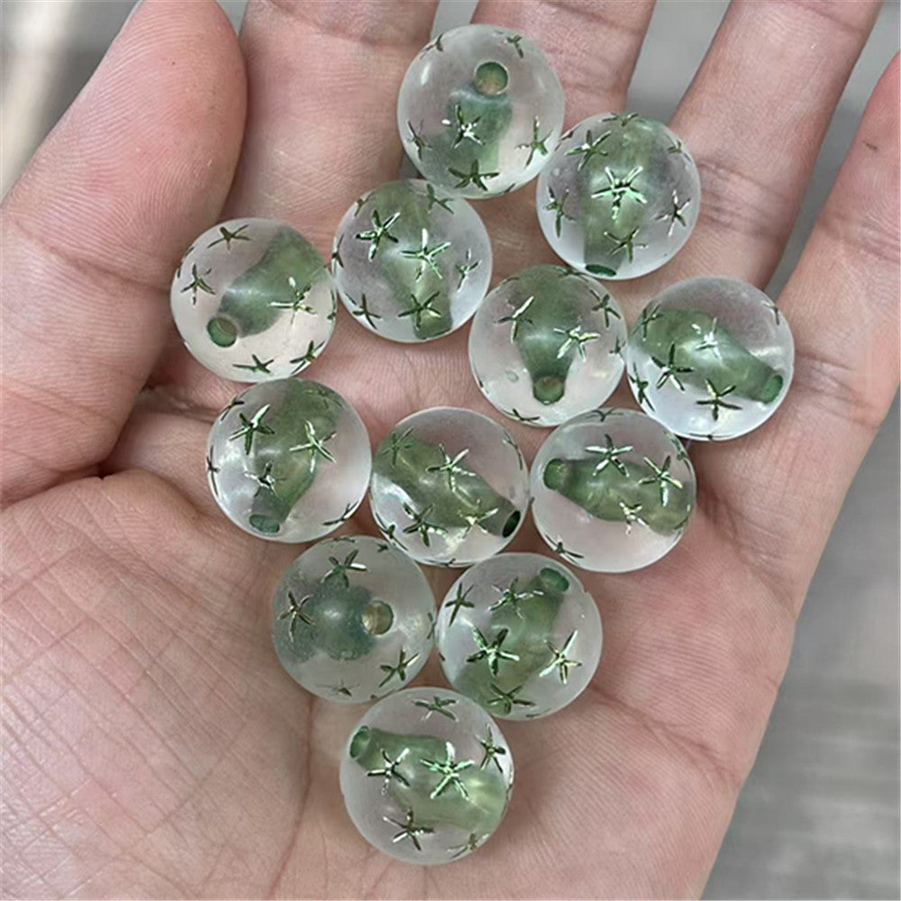 Matte Star Pattern Acrylic Beads 16mm Dyed Core 100pcs 7