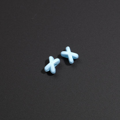 Baking Painted X Acrylic Beads 8mm Glossy Colorful 100pcs 14