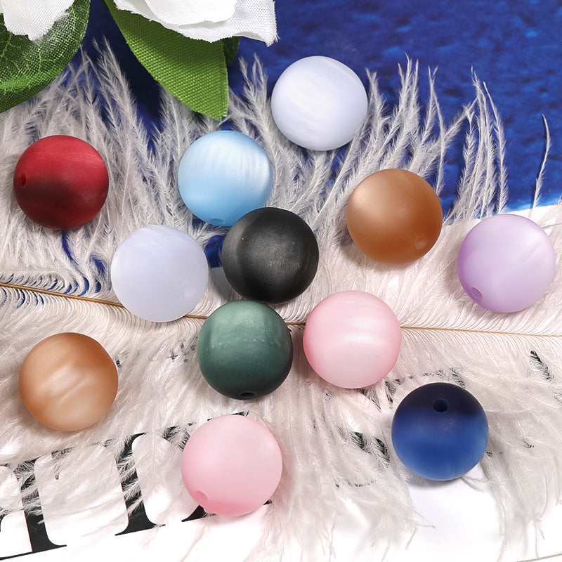 Matte Velvet Resin Beads 16mm Mixed Color Gradient 50pcs