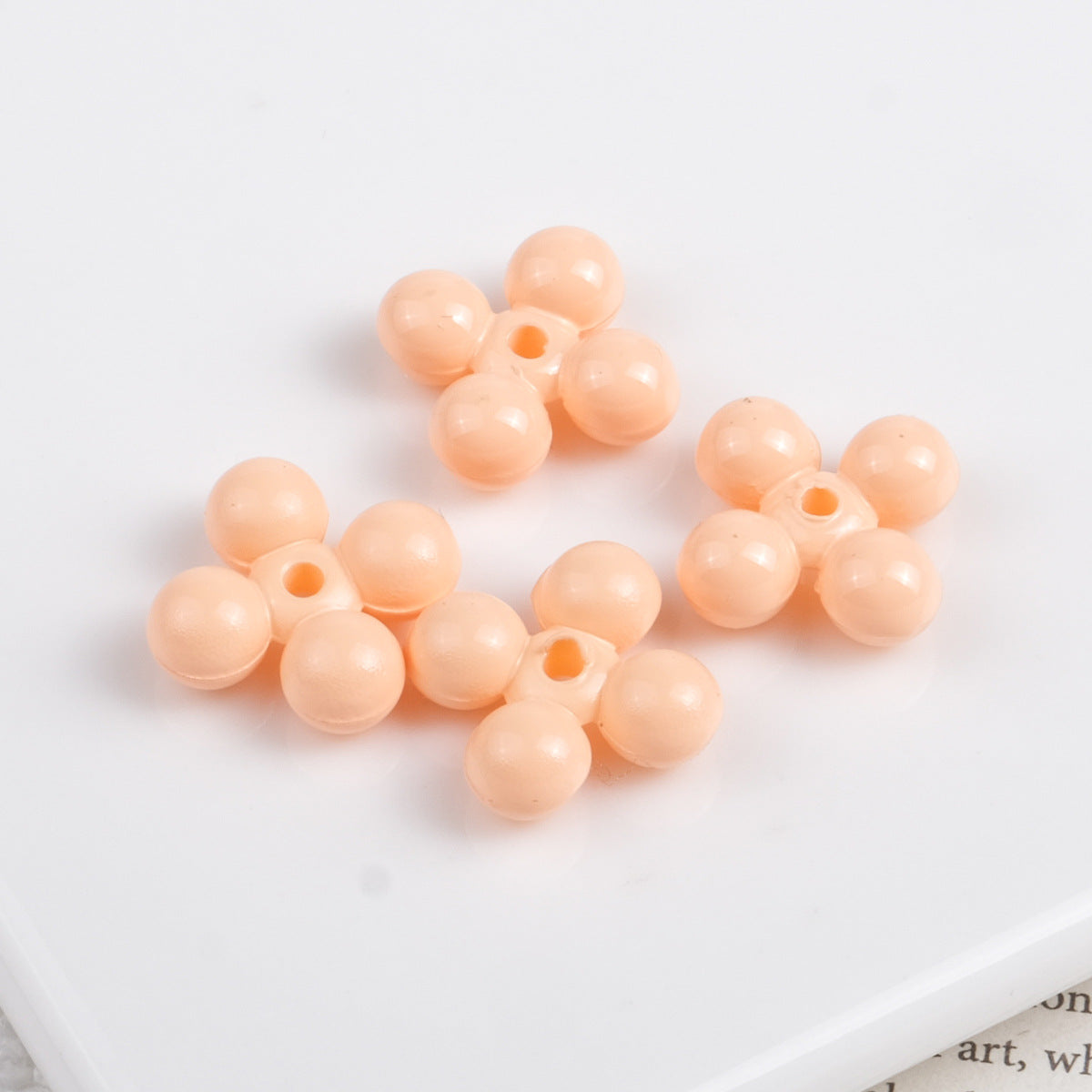 Acrylic Round Four Leaf Petal Spacer Beads 10mm Colored Baking Painted 100pcs 7