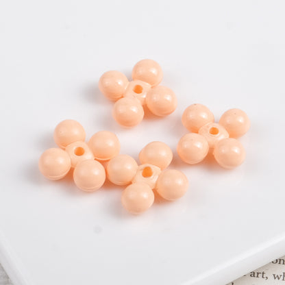 Acrylic Round Four Leaf Petal Spacer Beads 10mm Colored Baking Painted 100pcs 7