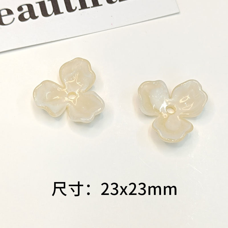 Three-Petal Flower Acrylic Beads 23mm Translucent Mixed Colors 100pcs 6