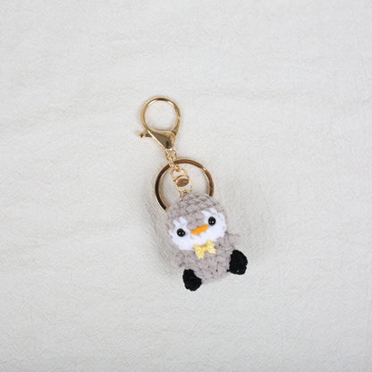 Crochet Penguin Keychain Pastel Colors with Bow Tie 1pc 7