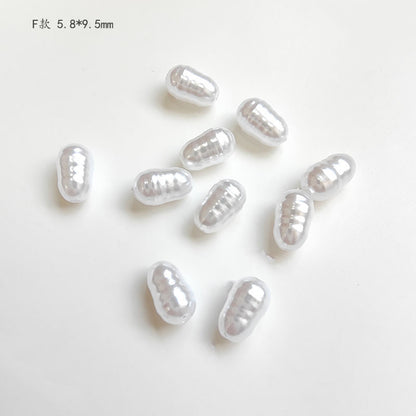 Vintage Shaped Imitation Pearl Acrylic Beads Soft White Luster 10pcs 11