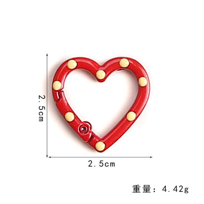 Metal Painted Dotted Heart Trigger Spring Keyrings 25mm 10pcs 3