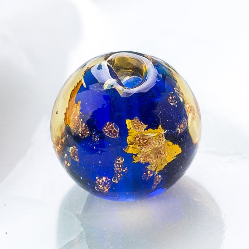 Lampwork Glass Beads Round 8/10/12mm Gold Foil Flakes Filled 50pcs 6