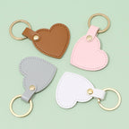 Leather Heart Shaped Keychain Soft Pastel Colors Stylish