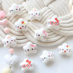 White Hello KT Star Acrylic Beads 20mm Cute Expression 20pcs 3