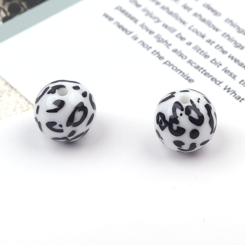 UV Plating Round Acrylic Beads 16mm Candy Colored Leopard Print 20pcs 7