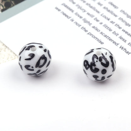 UV Plating Round Acrylic Beads 16mm Candy Colored Leopard Print 20pcs 7