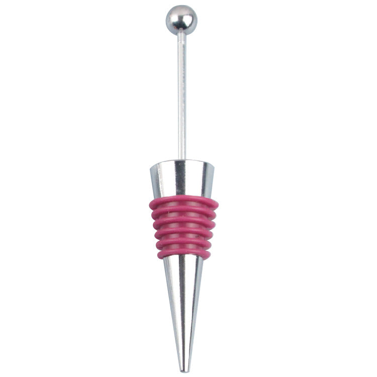 Beadable Wine Stopper Aluminum Alloy Metal Ball Top Silicone Grip 7