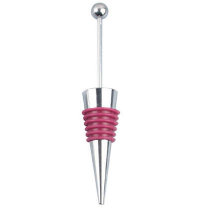 Beadable Wine Stopper Aluminum Alloy Metal Ball Top Silicone Grip 7