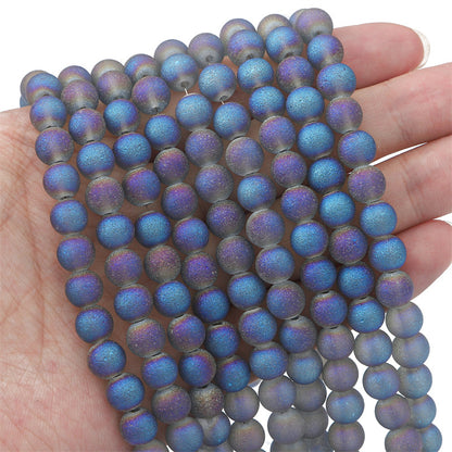 Frosted Round Glass Beads 8mm Soft Matte Pastel Colors 70pcs 7