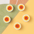 Flat Clay Beads 10mm Smiley Sun Pattern Polymer 100pcs 3