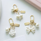 Pearl Bow Knot Keychain Resin Gold Alloy Accent 2