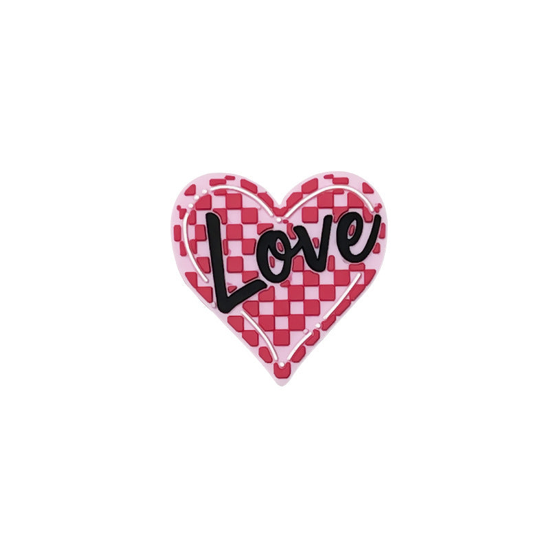 Silicone Focal Beads Valentine Roses Heart Shaped 20pcs 10