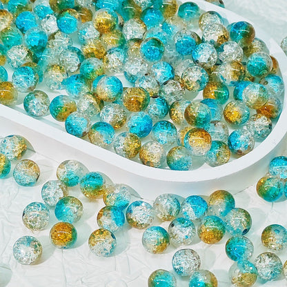 Crackle Glass Beads Round 10mm Transparent Mixed Colors 50pcs 67