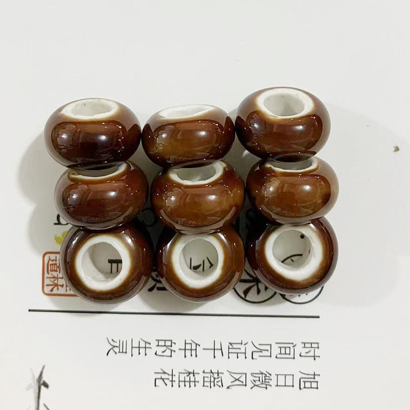 Ceramic Spacer Beads 15mm Fambe Glaze Large Hole 20pcs 19