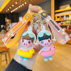 Cartoon Swim Ring Keychain PVC Boys And Girls Summer Charm