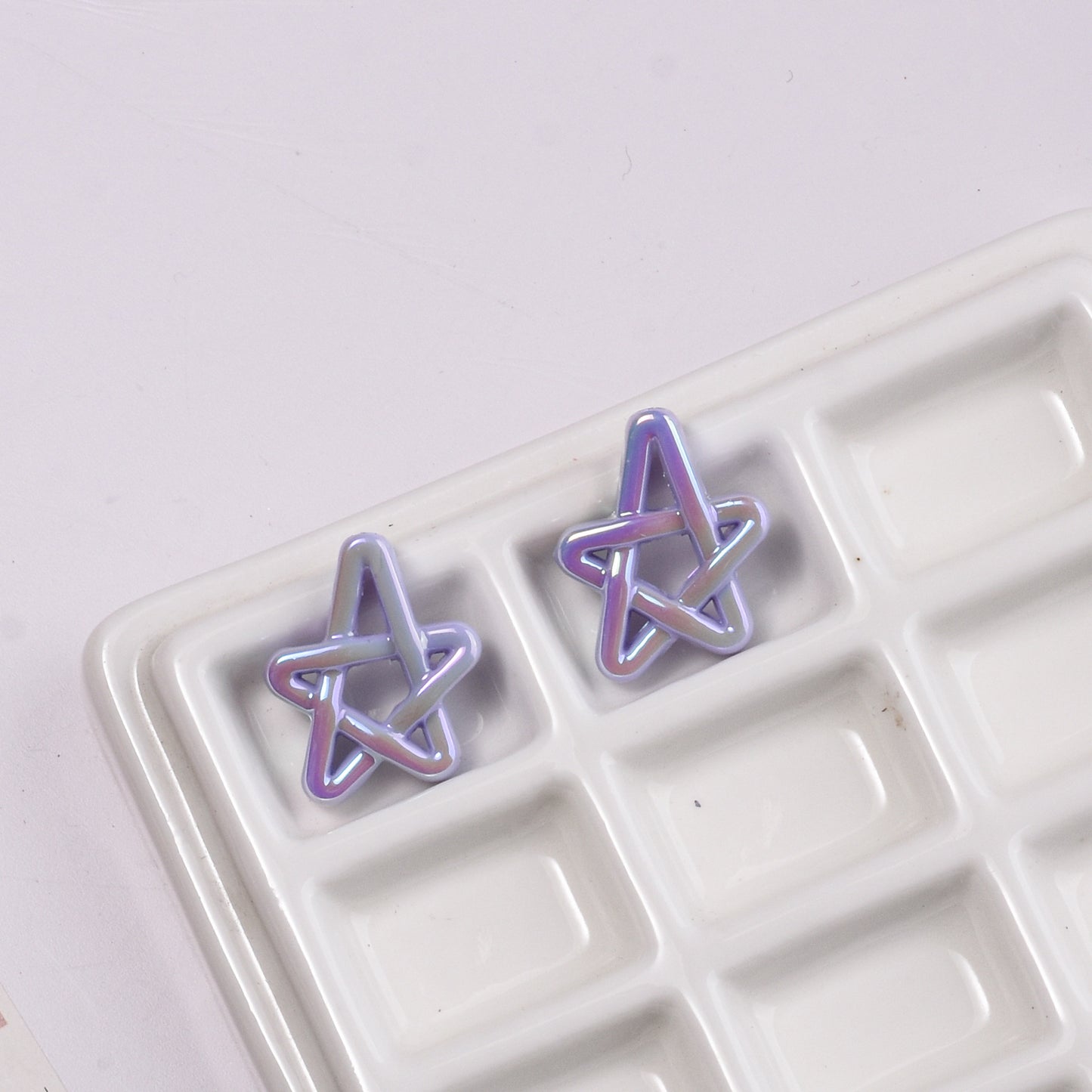 Plated Hollow Star Acrylic Beads 22mm Colorful Mixed 20pcs 4