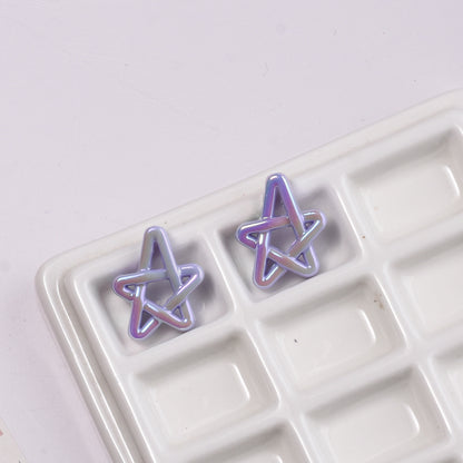Plated Hollow Star Acrylic Beads 22mm Colorful Mixed 20pcs 4