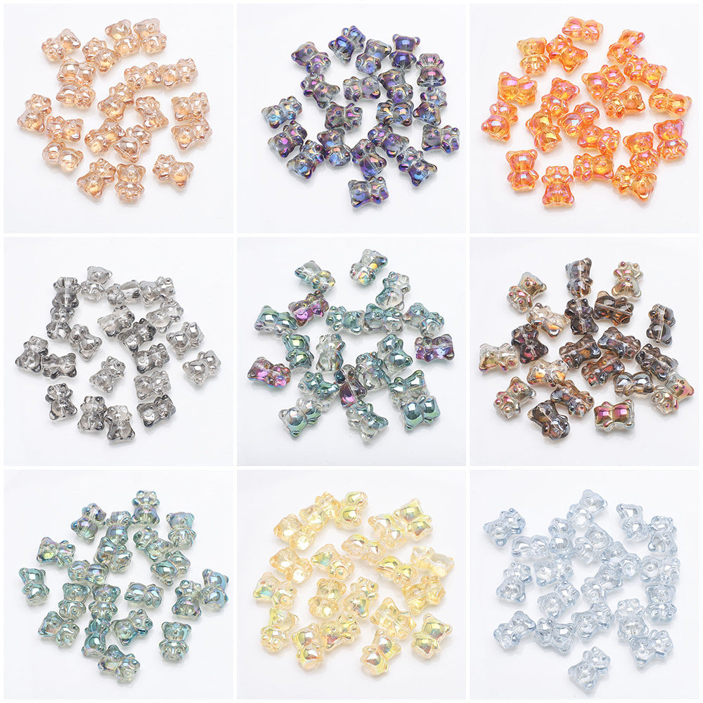 Electroplated Bear Glass Beads 12mm 14mm Mixed Metallic Colors 20pcs 5