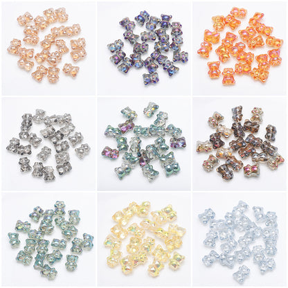 Electroplated Bear Glass Beads 12mm 14mm Mixed Metallic Colors 20pcs 5