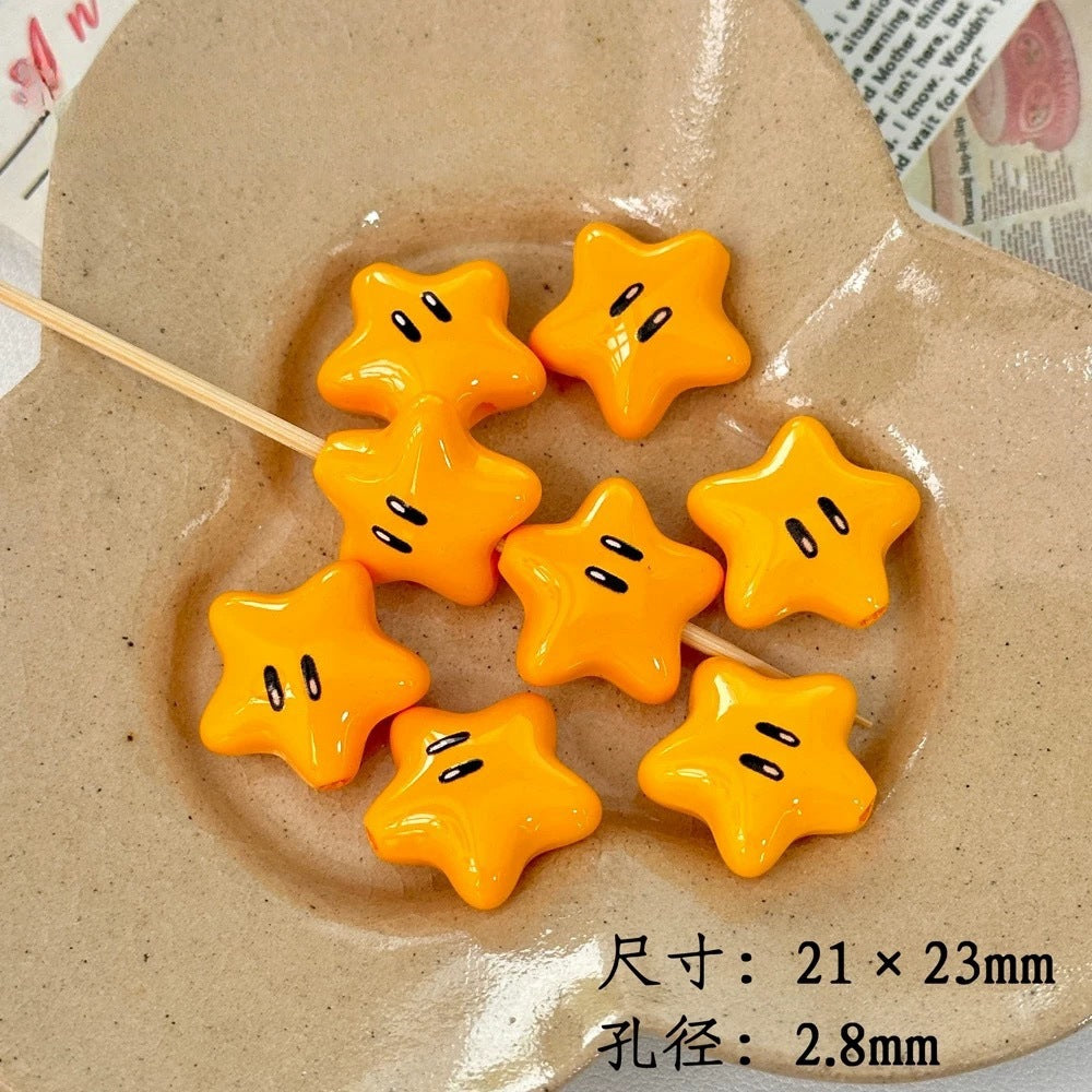Cartoon Star and Penguin Series Acrylic Beads Printed 10pcs 7