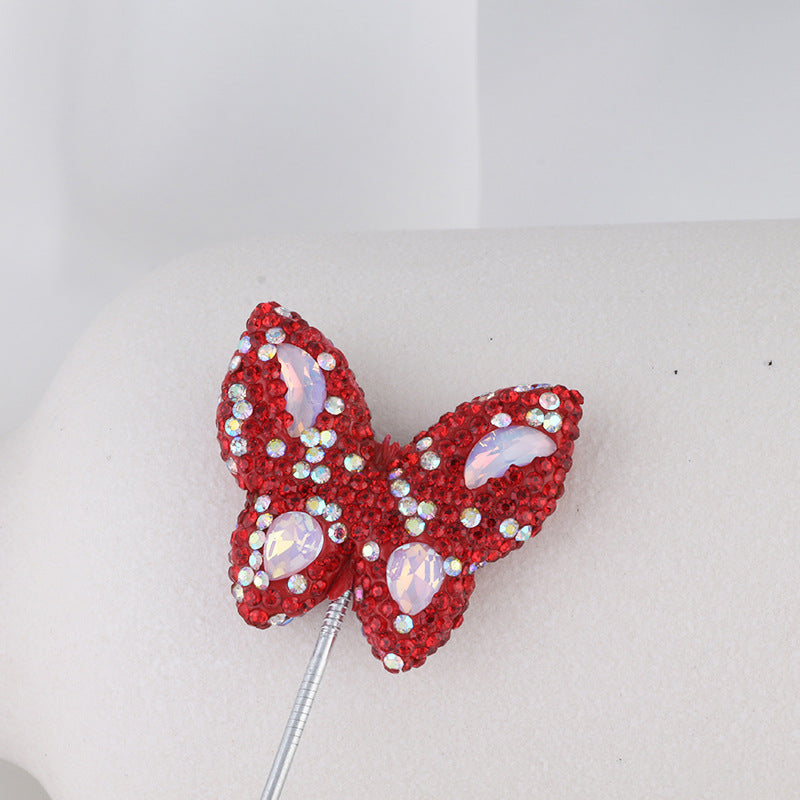 Polymer Clay Butterfly Rhinestone Beads 36mm Napal Style 2pcs 2