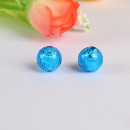 Lampwork Glass Beads Round 10 12mm Silver Foil Colorful 5pcs 9